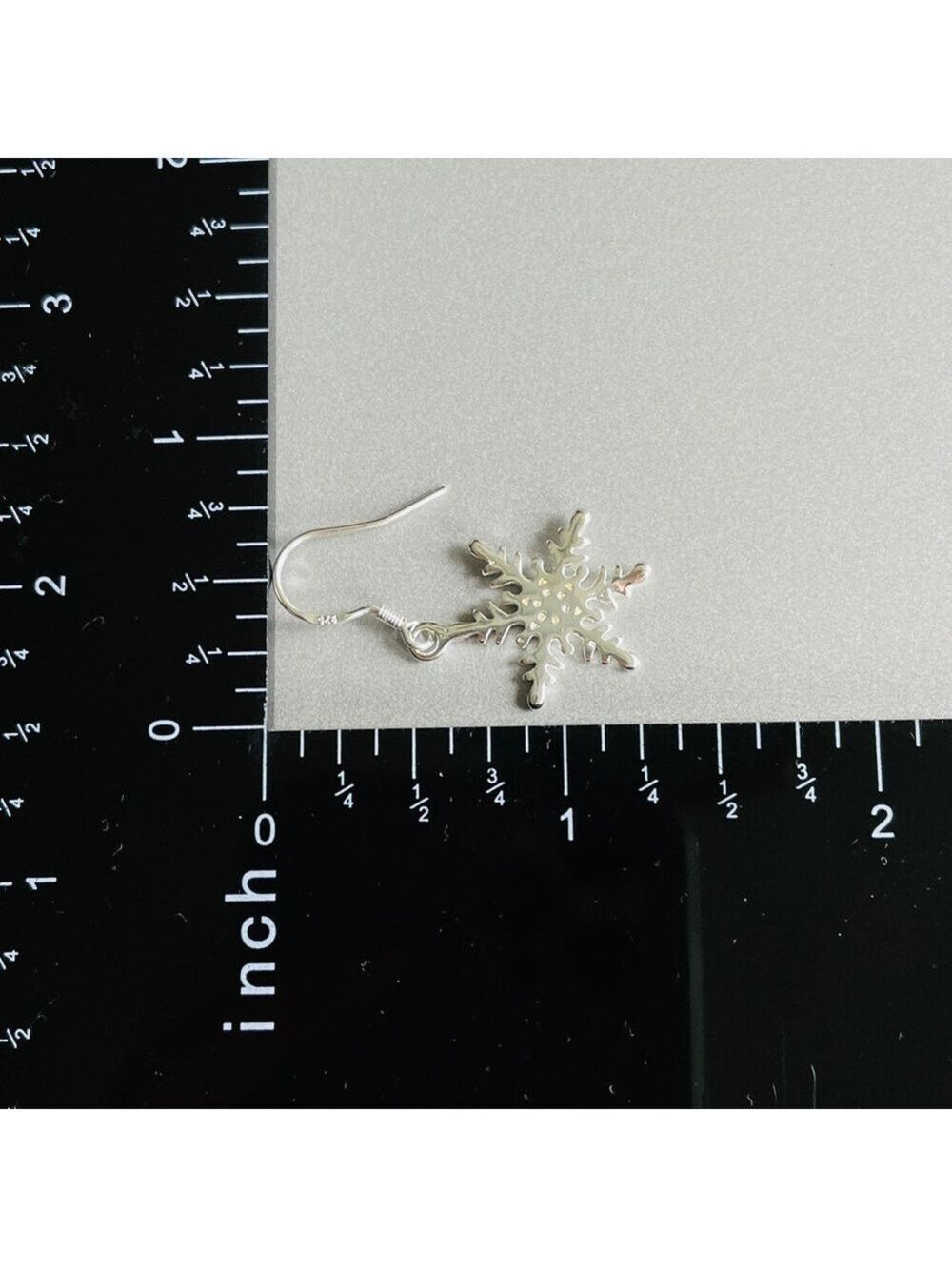 Snowflake Dangle Sterling Silver Earrings Festive Frozen Winter Christmas - Picture 3 of 8